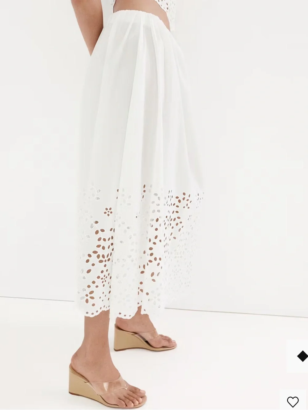 Mango White Eyelet Maxi Skirt MIDI SKIRT WITH EMBROIDERED DETAILS 1386